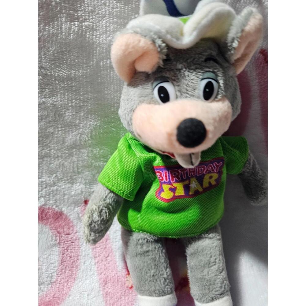 2008 Chuck E Cheese My Birthday Plush Toy Bean Bag Multicolor Cake Hat 11" Pizza - Picture 6 of 15